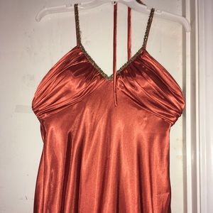 Orange shimmer formal prom dress